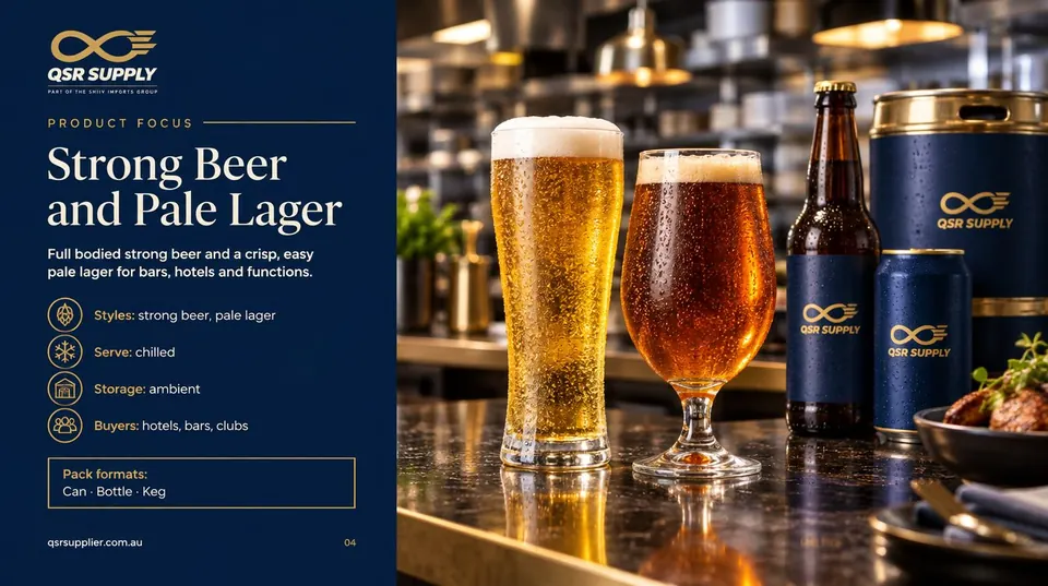 Inside page of the beverages catalogue showing lines a trade buyer can brief