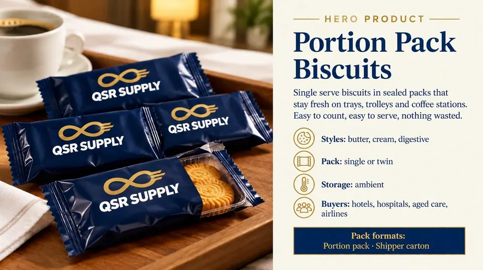 Inside page of the biscuits and crackers catalogue showing lines a buyer can brief