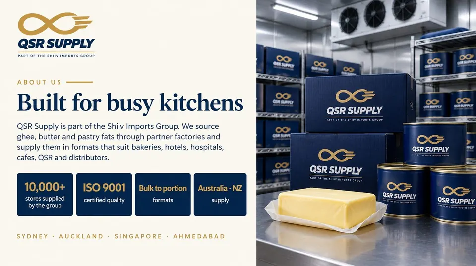 Inside page of the ghee and butter catalogue showing foodservice formats