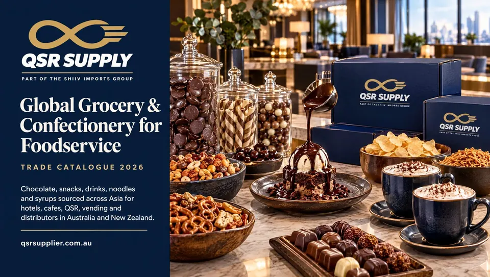 Catalogue cover showing chocolate, confectionery and grocery lines for foodservice