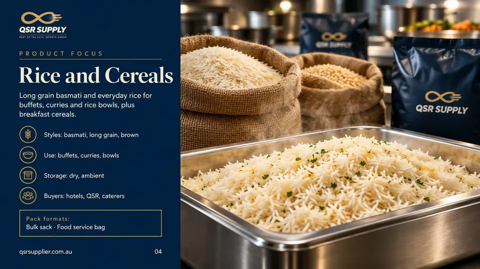 Inside page of the pantry staples catalogue showing lines a buyer can brief